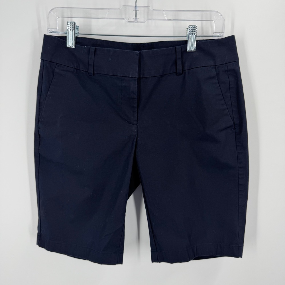 Ann Taylor Boardwalk Shorts Women 4 Navy Blue Bermuda Stretch Chino